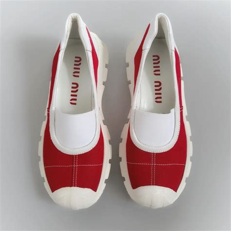 vintage miu miu 1999 shoes red soft neoprene .